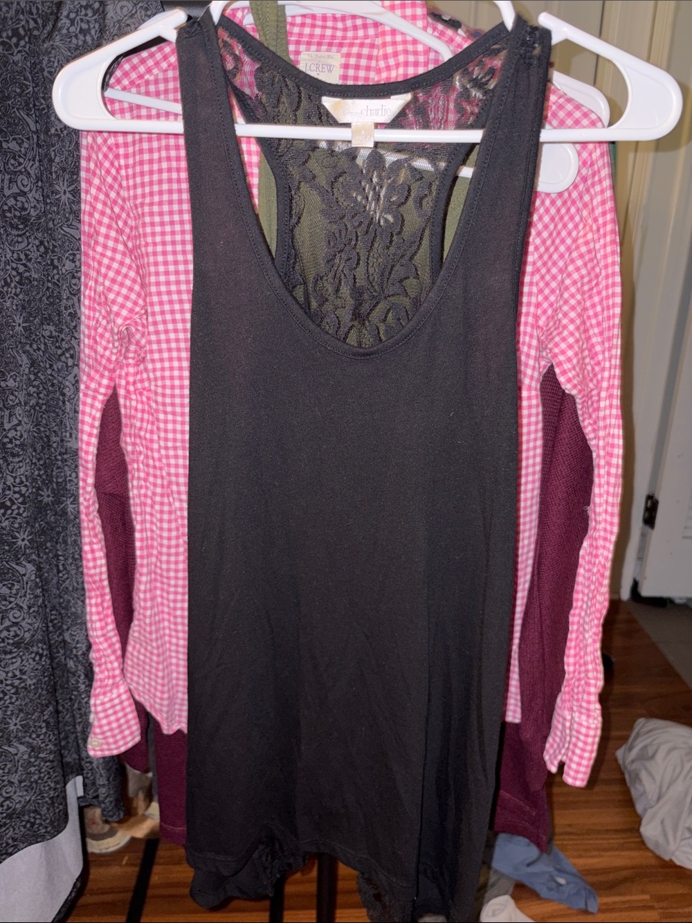 Charming Charlie Black Lace Back Tank